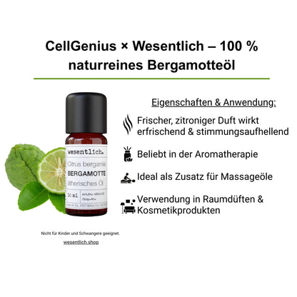 CellGenius Aromaset Bergamotte – naturreines ätherisches Öl | Zubehör für den CellActivator