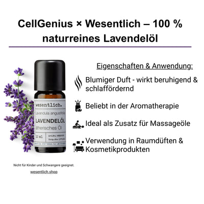 CellGenius Aromaset Lavendel – naturreines ätherisches Öl | Zubehör für den CellActivator